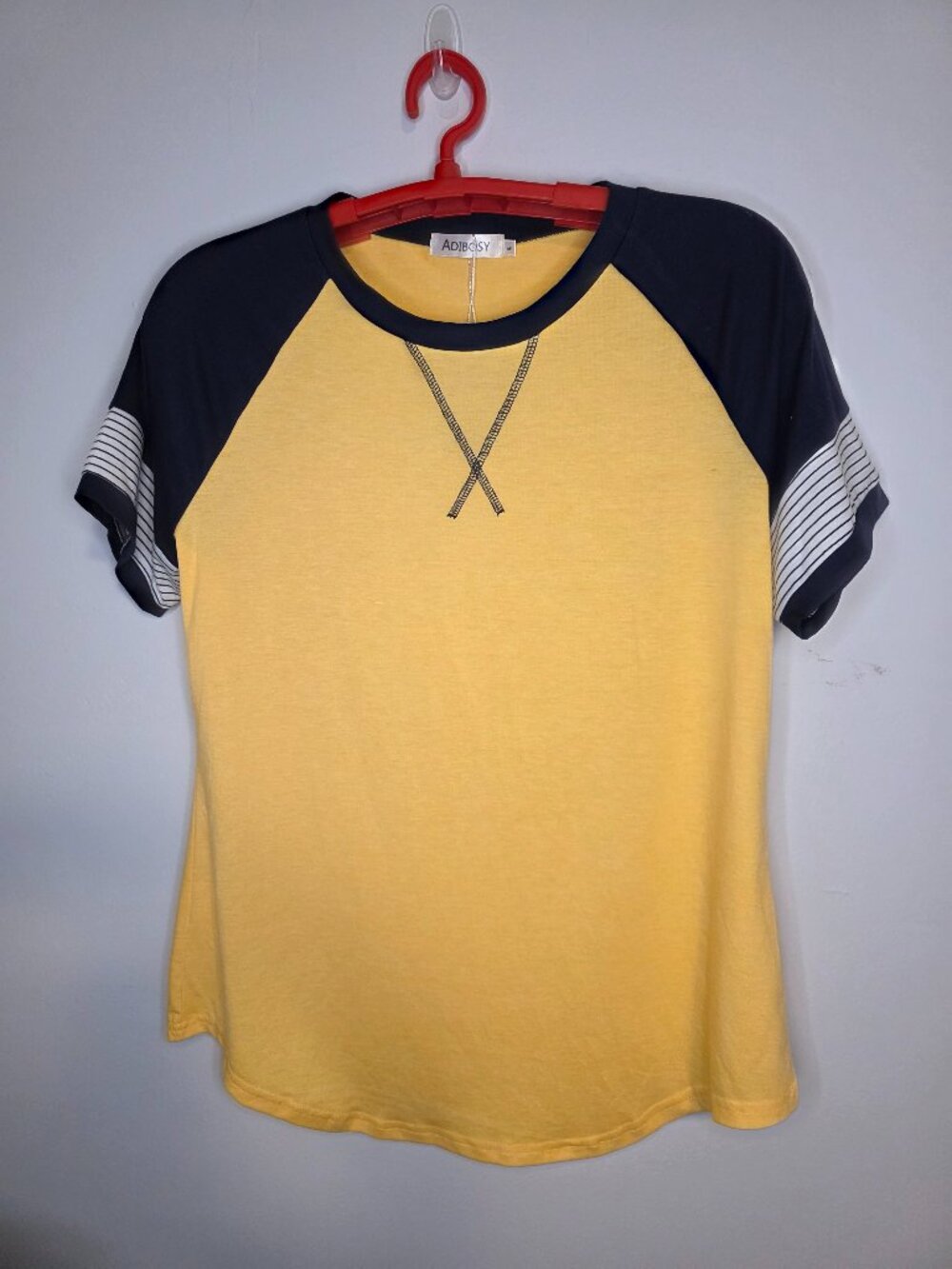 Adibosy Yellow & Black Short Sleeve Womens Crewneck Tee Shirt Size Large NWT